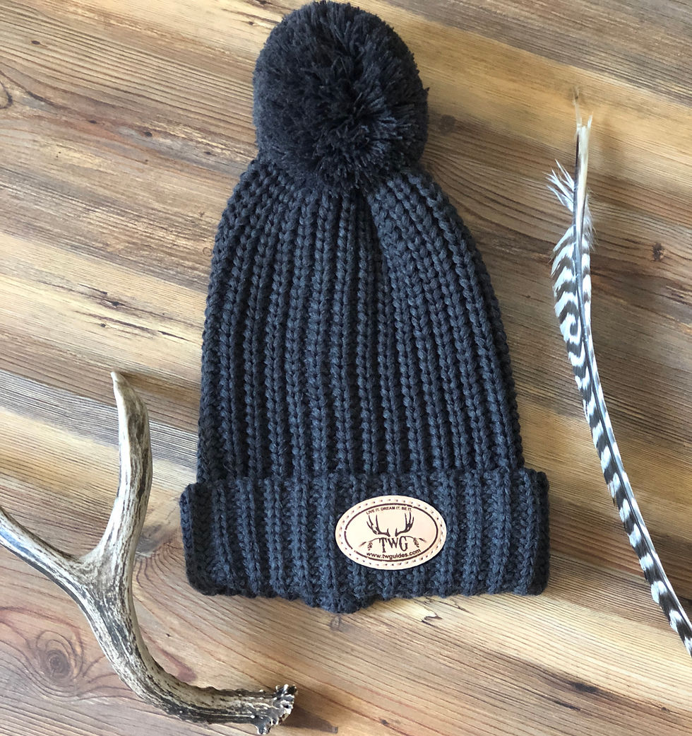 Thumbnail: Big Pom charcoal beanie 