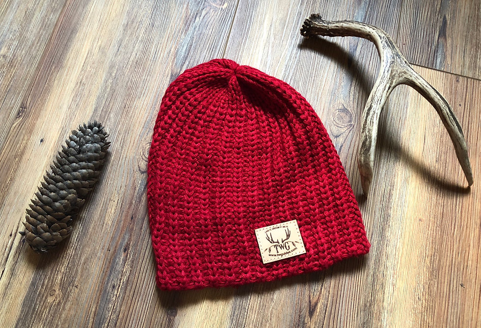 Thumbnail: Slouchy cranberry beanie 