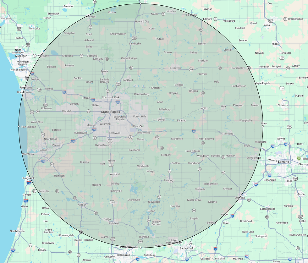 En Suite and Co Service Radius Map