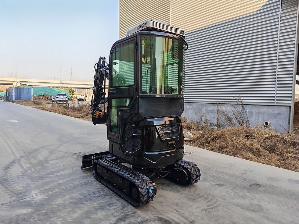 Compact excavator used for landscape construction and site preparation
