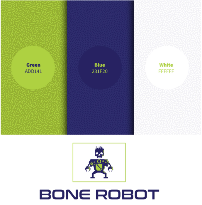 Robot Logo Color Palette | Green, Blue & White