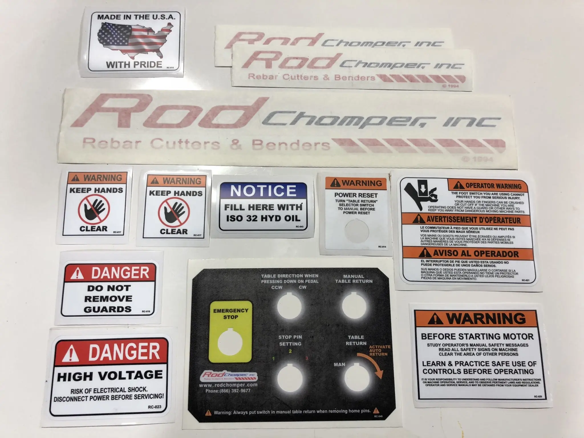 Rotary Bender Sticker Kit