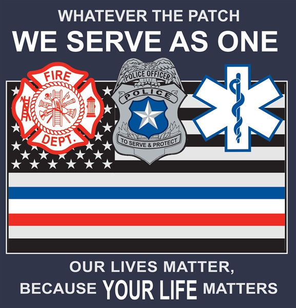 Thumbnail: We Serve As One Fire-Police-EMS T-shirt