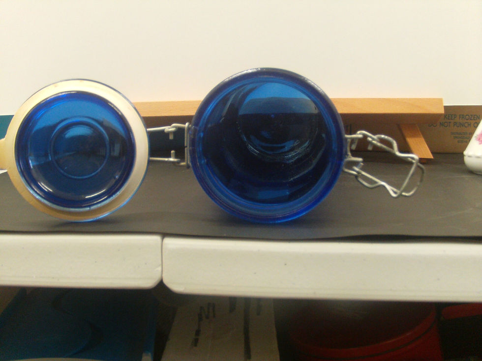 Thumbnail: Old Vintage Blue Cobalt Panel Locking Jar