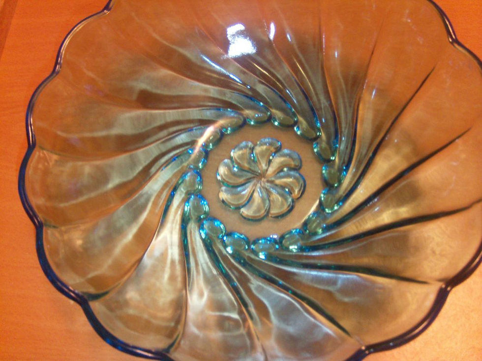 Thumbnail: Old Vintage Blue Depression Bowl With Design in The Middle