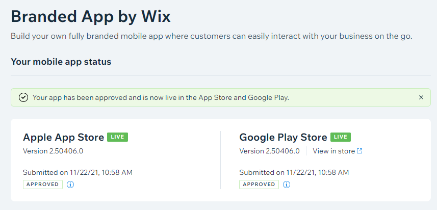 Branded App By Wix Apple Store - Google Play