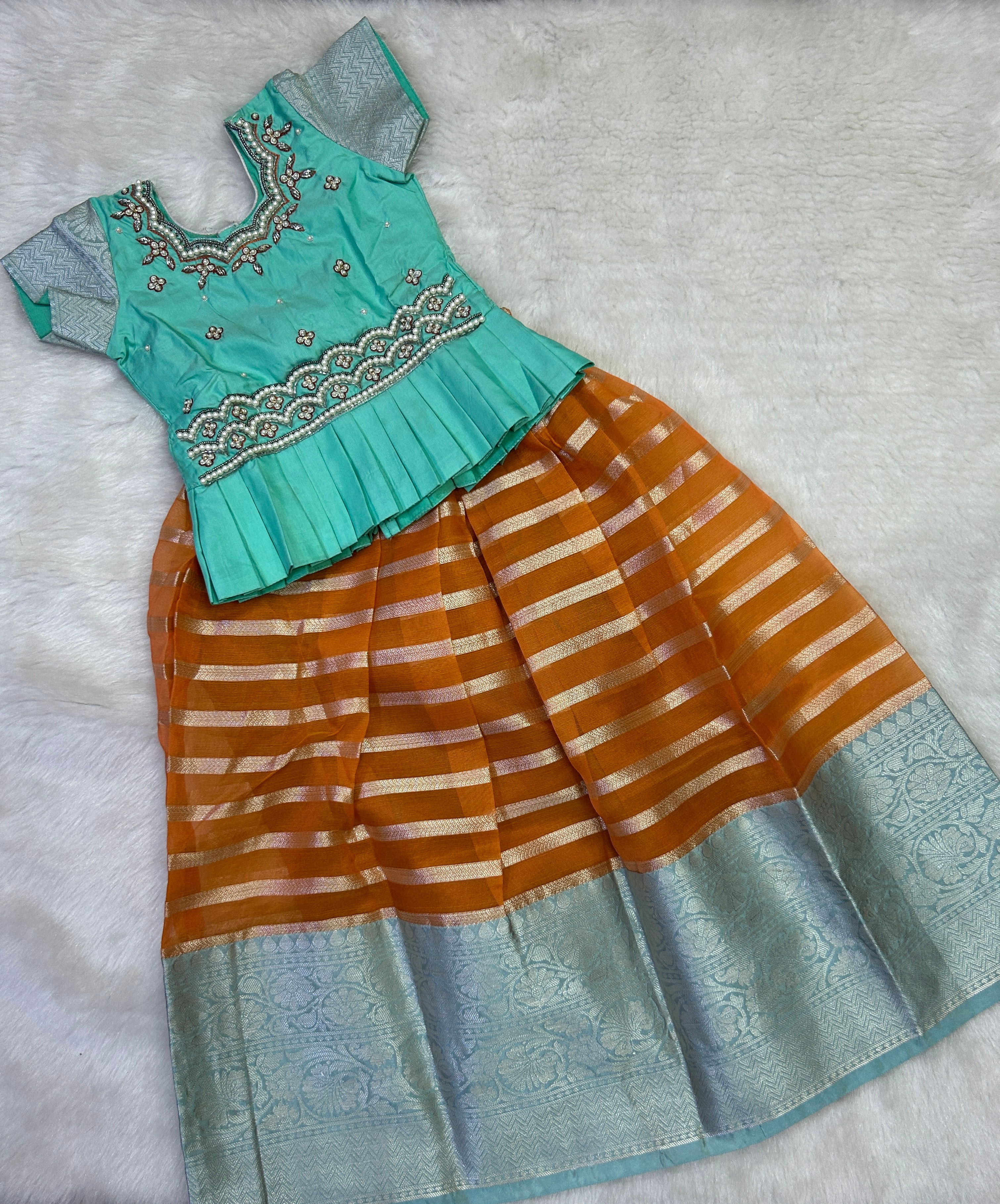 Beautiful lehenga paired with maggam work blouse