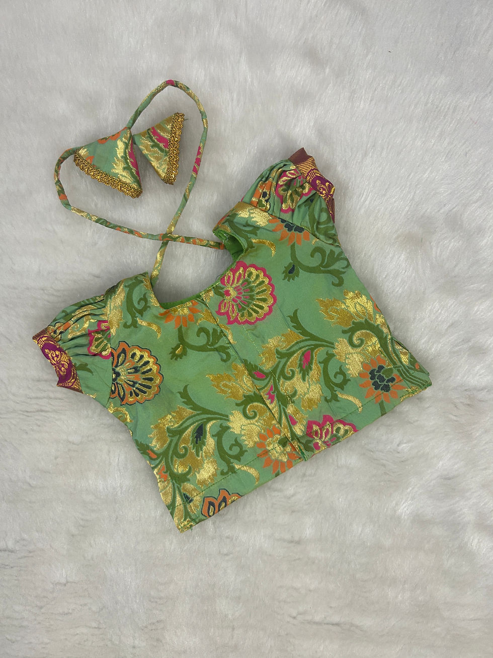 Thumbnail: Beautiful banarasi silk pattu pavadai for little lillies