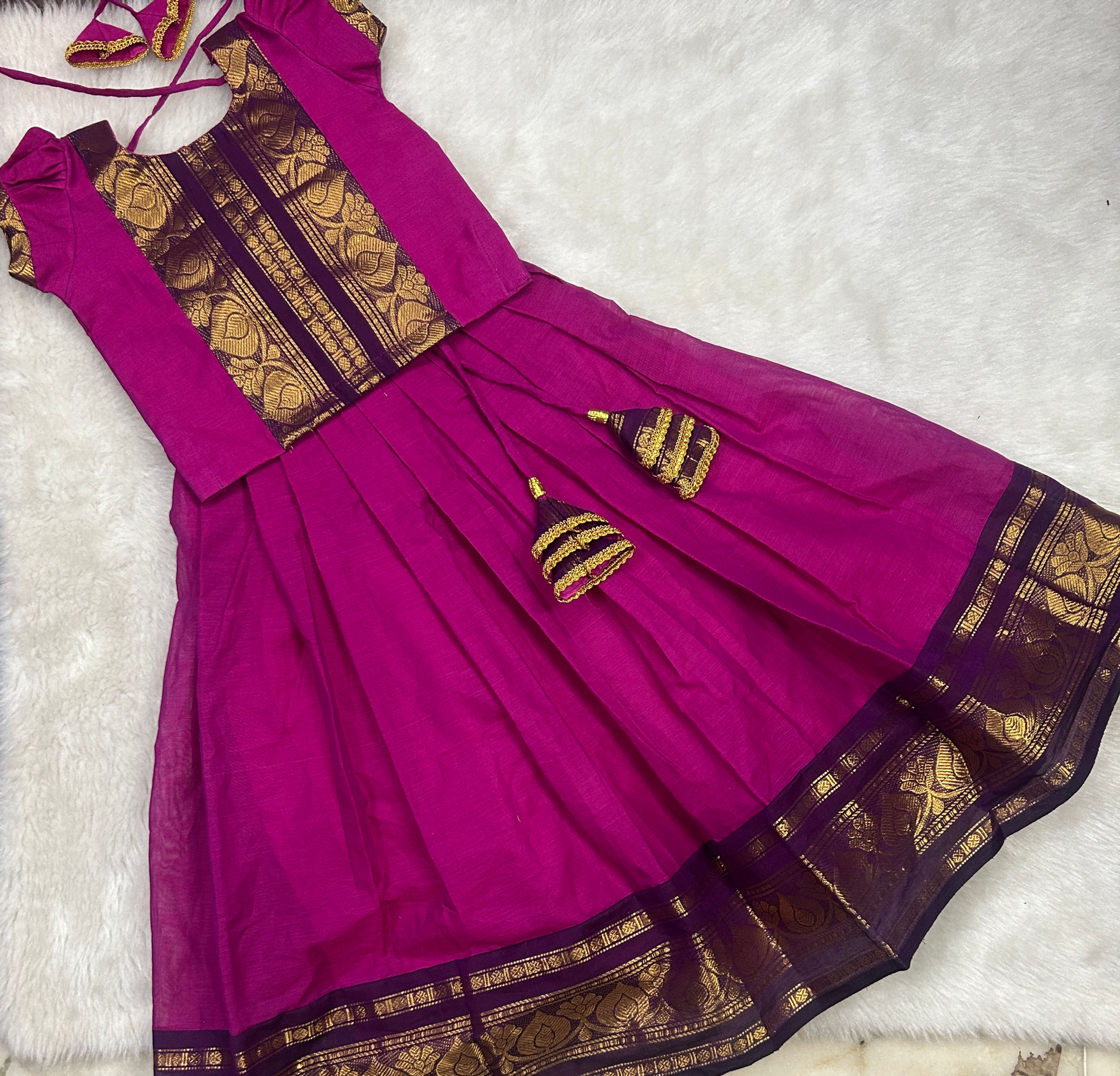 beautful kanchi cotton pavadai for little lillies