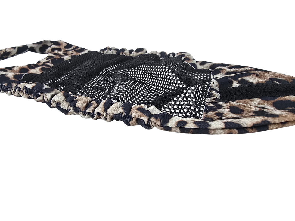 Détail du mesh respirant et de l’élastique sur Otimox Léopard