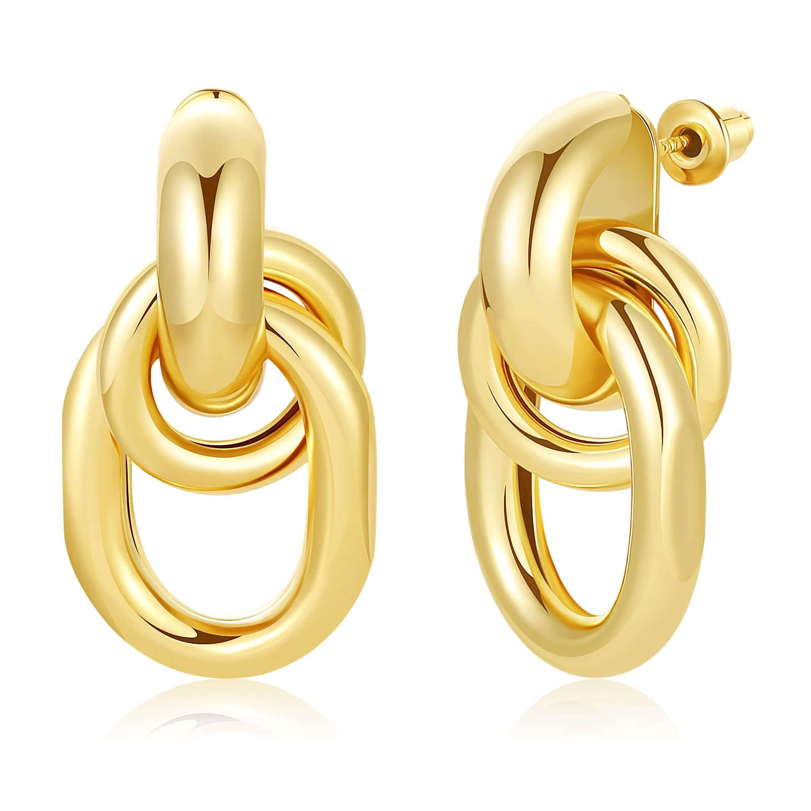 Follome Gold Knot Earrings for Women 18K Gold Plated Dangle Drop Earrings Chu...