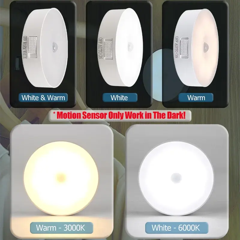 Miniatura: Motion Sensor Light USB Rechargeable Night Light LED Lamp for Kitchen Bedroom