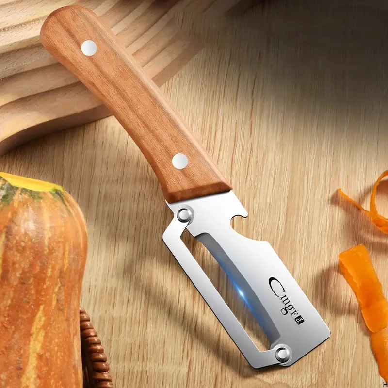 Stainless Steel Peeler With Wooden Handle for Peeling and Slicing Fruits and