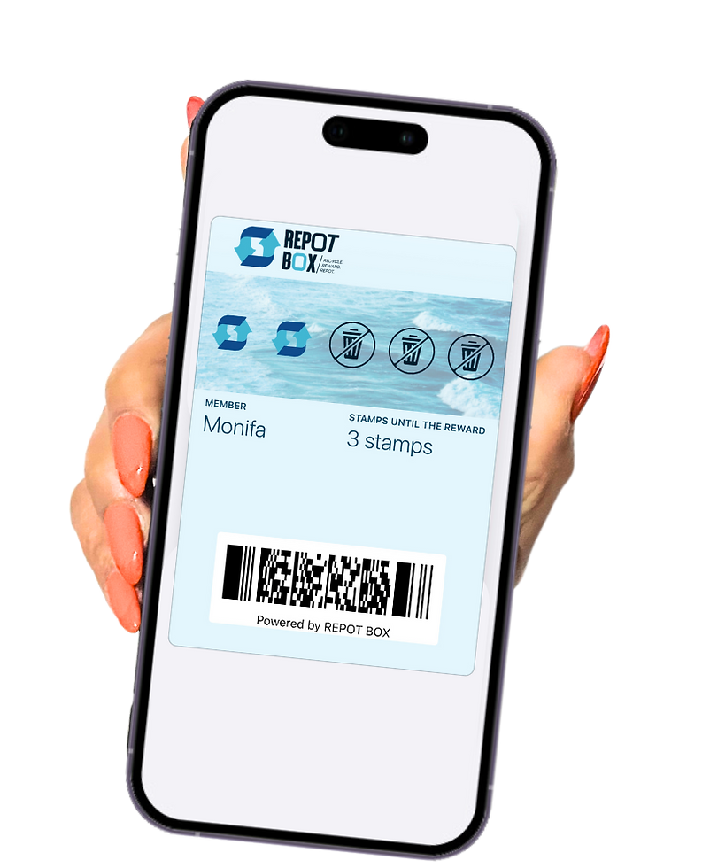 REPOT BOX Digital Wallet Card in Hand