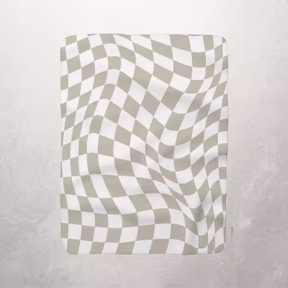 Thumbnail: Light Beige Checkered Sherpa Blanket