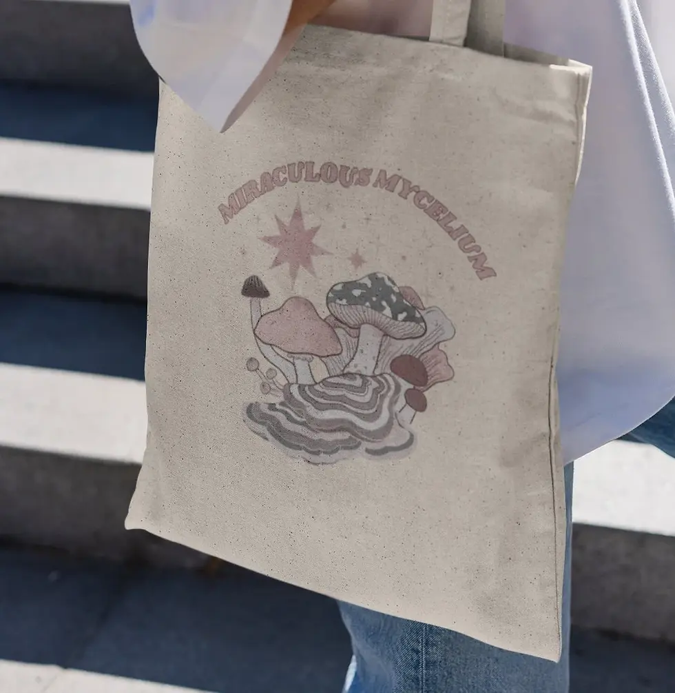 Thumbnail: Cotton Canvas Mushroom Tote Bag