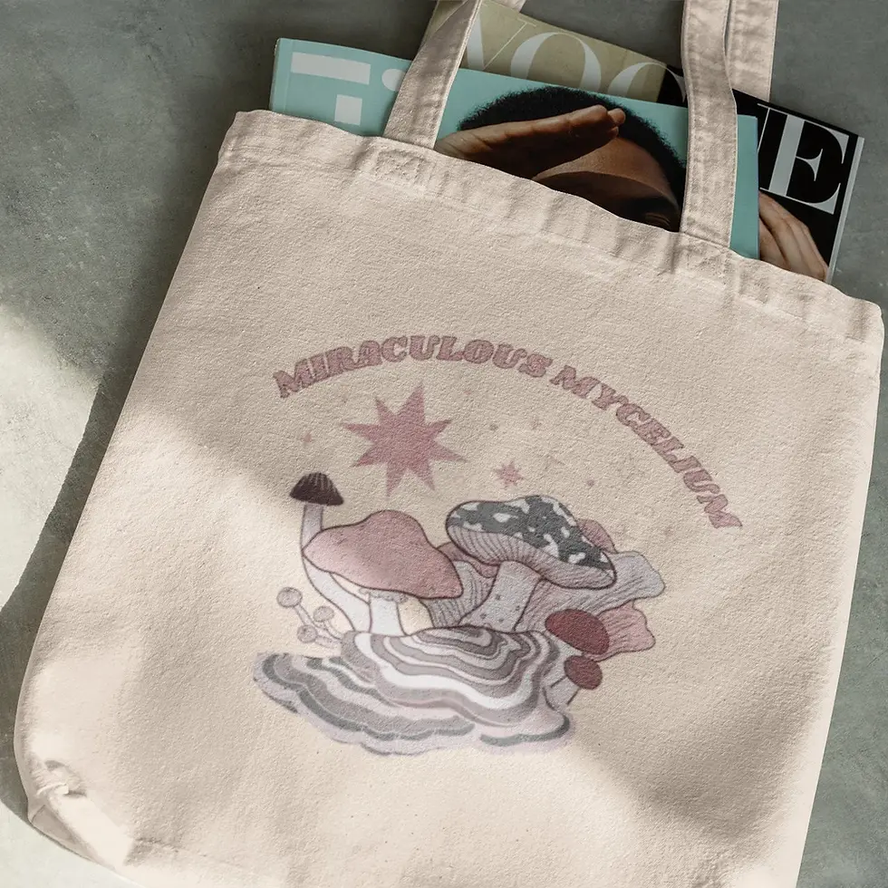 Thumbnail: Cotton Canvas Mushroom Tote Bag