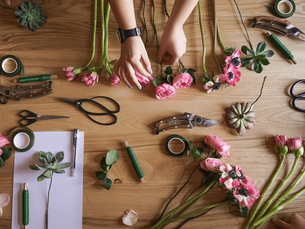 Florale Gestaltung des Messestandes