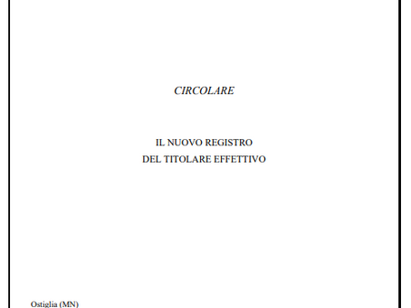TITOLARE EFFETTIVO: OPERATIVO IL REGISTRO