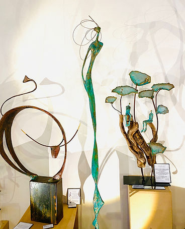 3 sculptures contemporaines, Tauroide, Andromede et Esprits Sylvestres