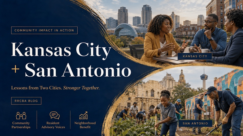 Black residents and community leaders in Kansas City and San Antonio discussing neighborhood benefits and resident voice.
