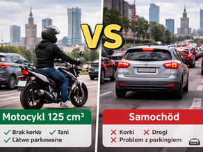 Motocykl 125 cm³ czy samochód w Warszawie? Porównanie kosztów i wygody