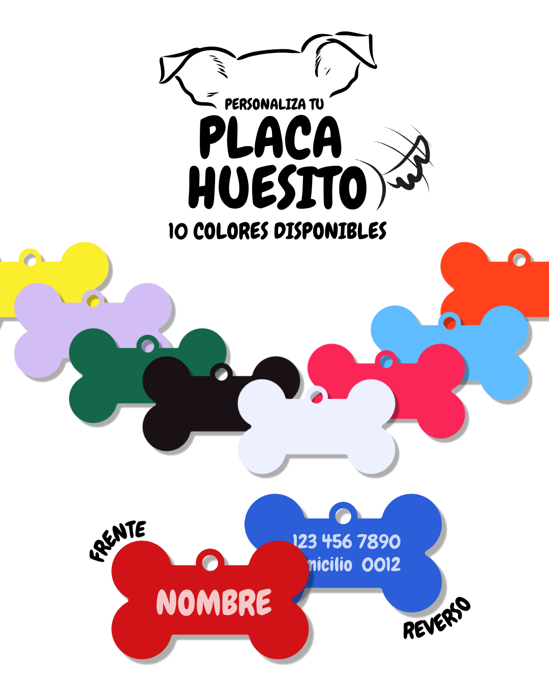 Plaquita personalizada para perro o gato – Acrílico doble cara