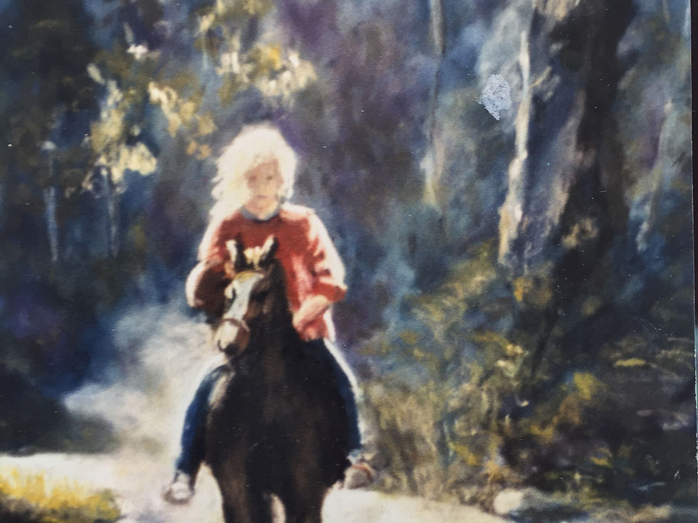 Rider in the Forest, Oil Pastel
