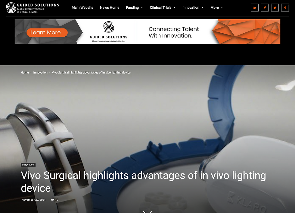 KLARO in vivo surgical lighting can be mounted onto any surgical retractor, allowing hands-free operation and superior illumination