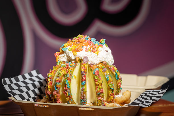Extreme Fruity Pebble Funnel Cake with Fruity Pebble Caramel Apple.jpg