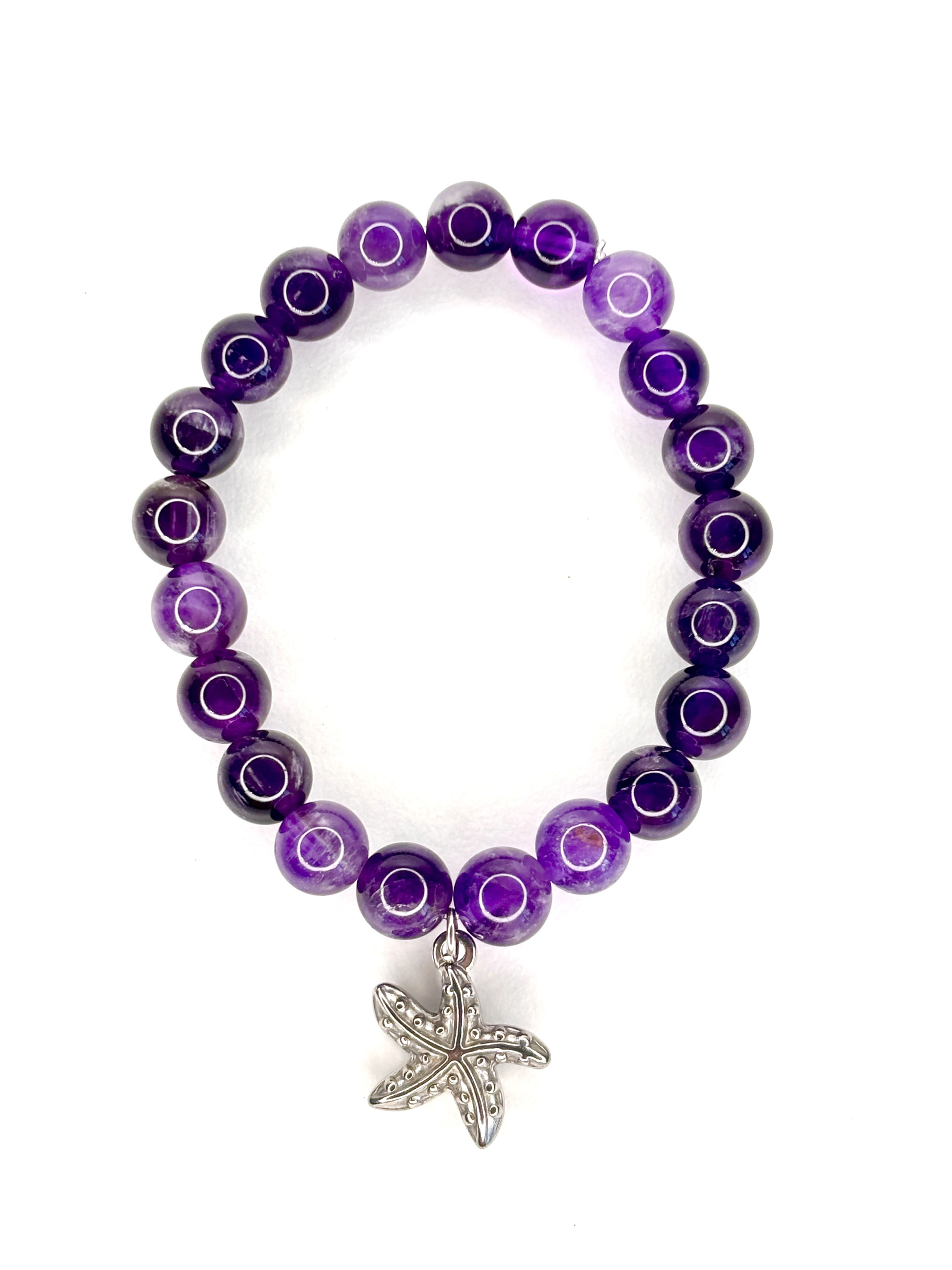 Amethyst Silver Charmed Bracelet