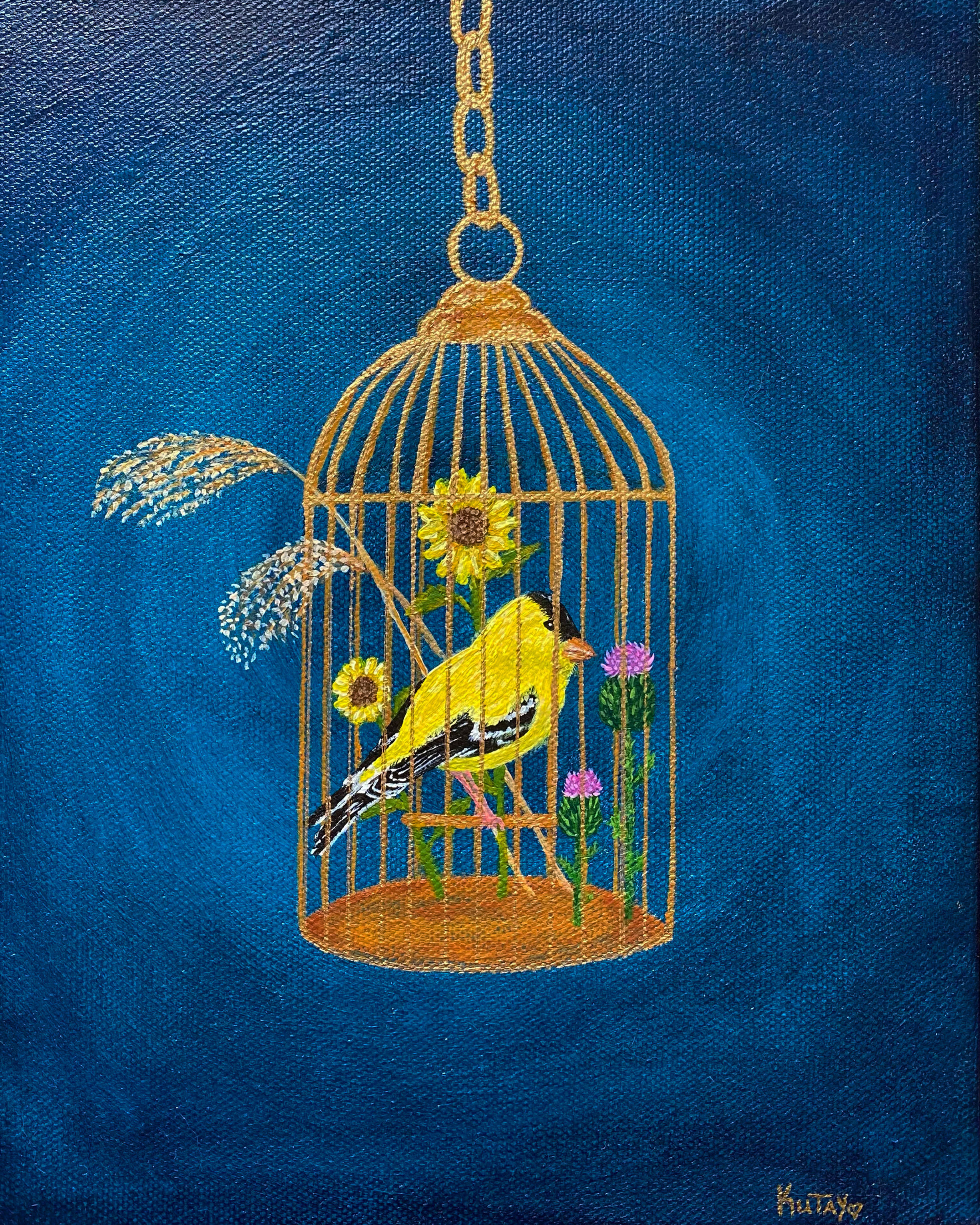 Wildly Caged Goldfinch