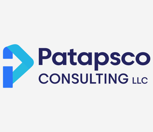 Patapsco Consulting logo with stylized blue “P” and website creations
