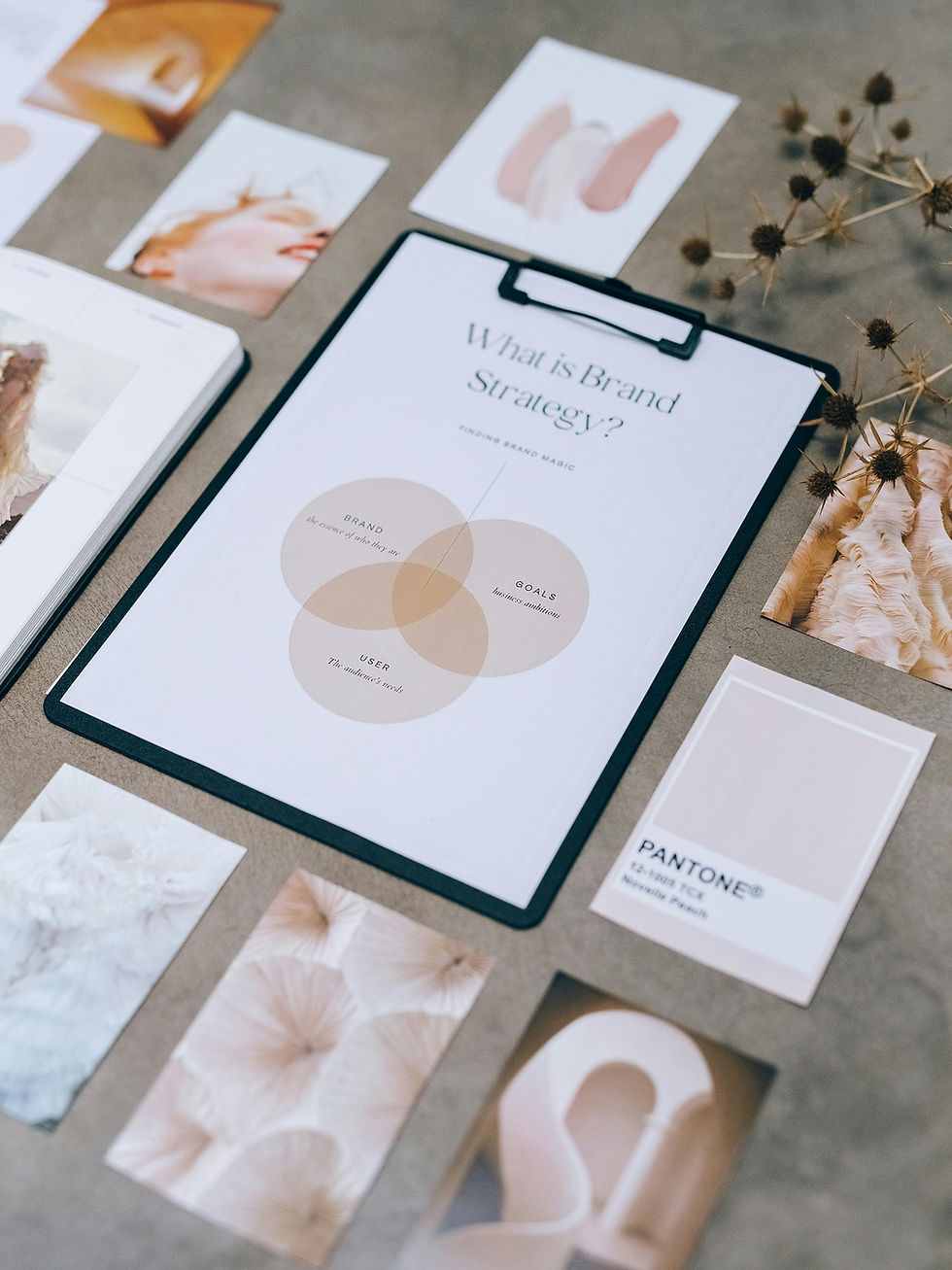 Custom brand identity design with unique logos, color palettes, and visual style guides.