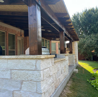 Stone kitchen and fireplace