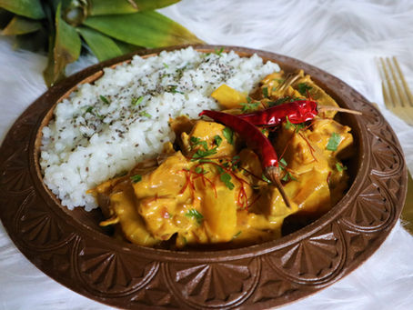 Jackfruitcurry mit Chiasamenreis und Ananas 