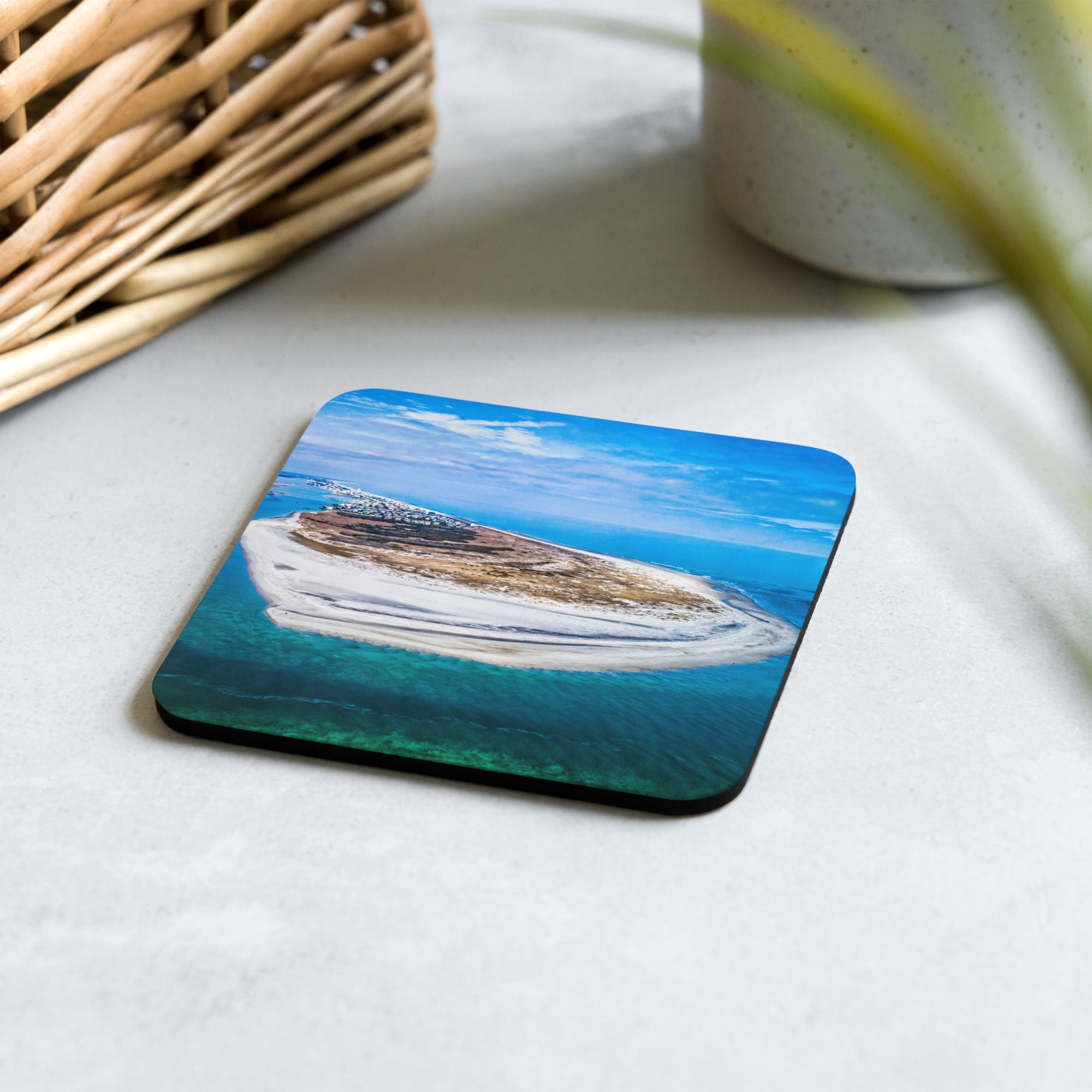 Cork-back coaster serenity point south end