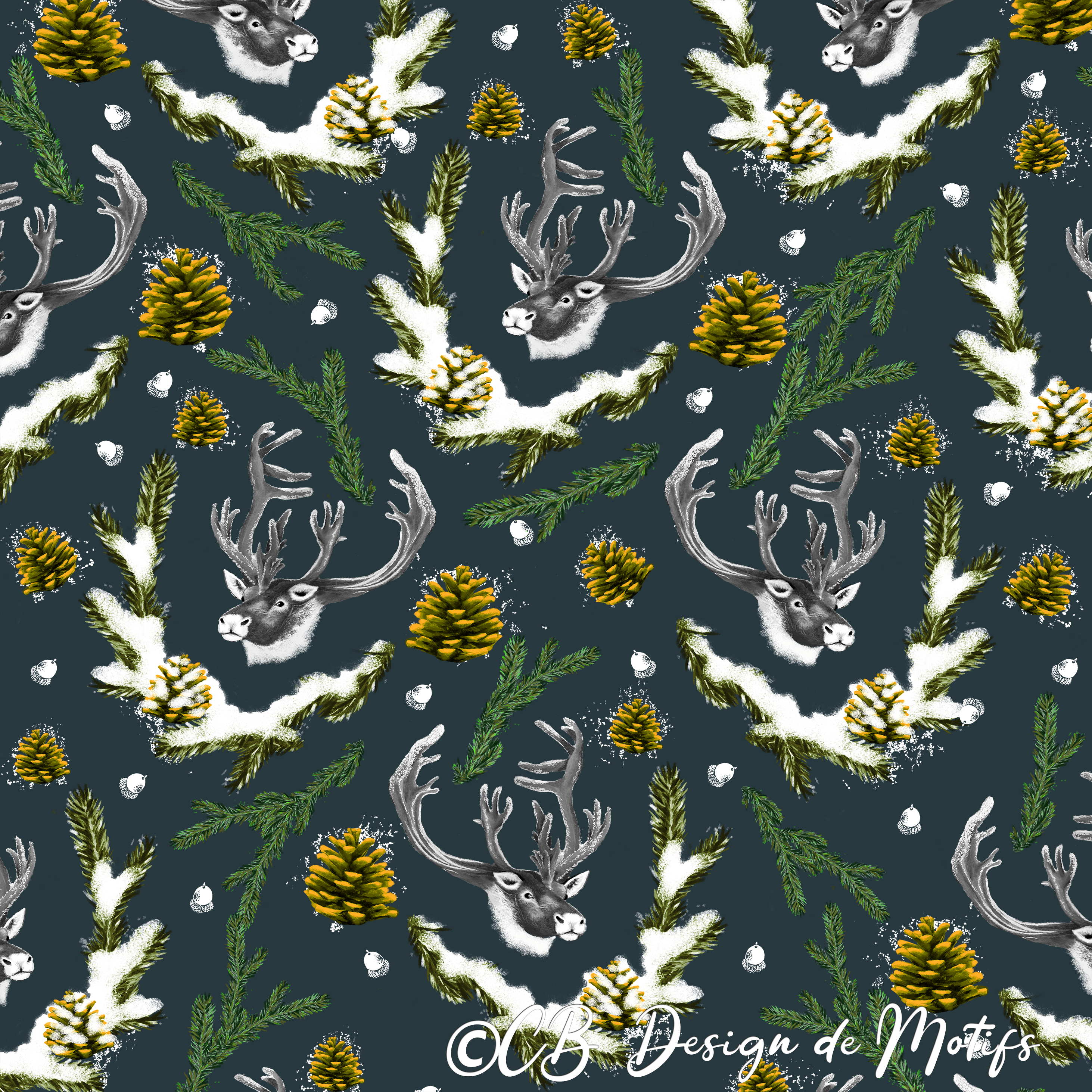 MotifSapinCocotteCaribou_vert