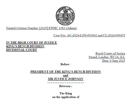 La portada de la sentencia del caso Ayunde v. Haringey