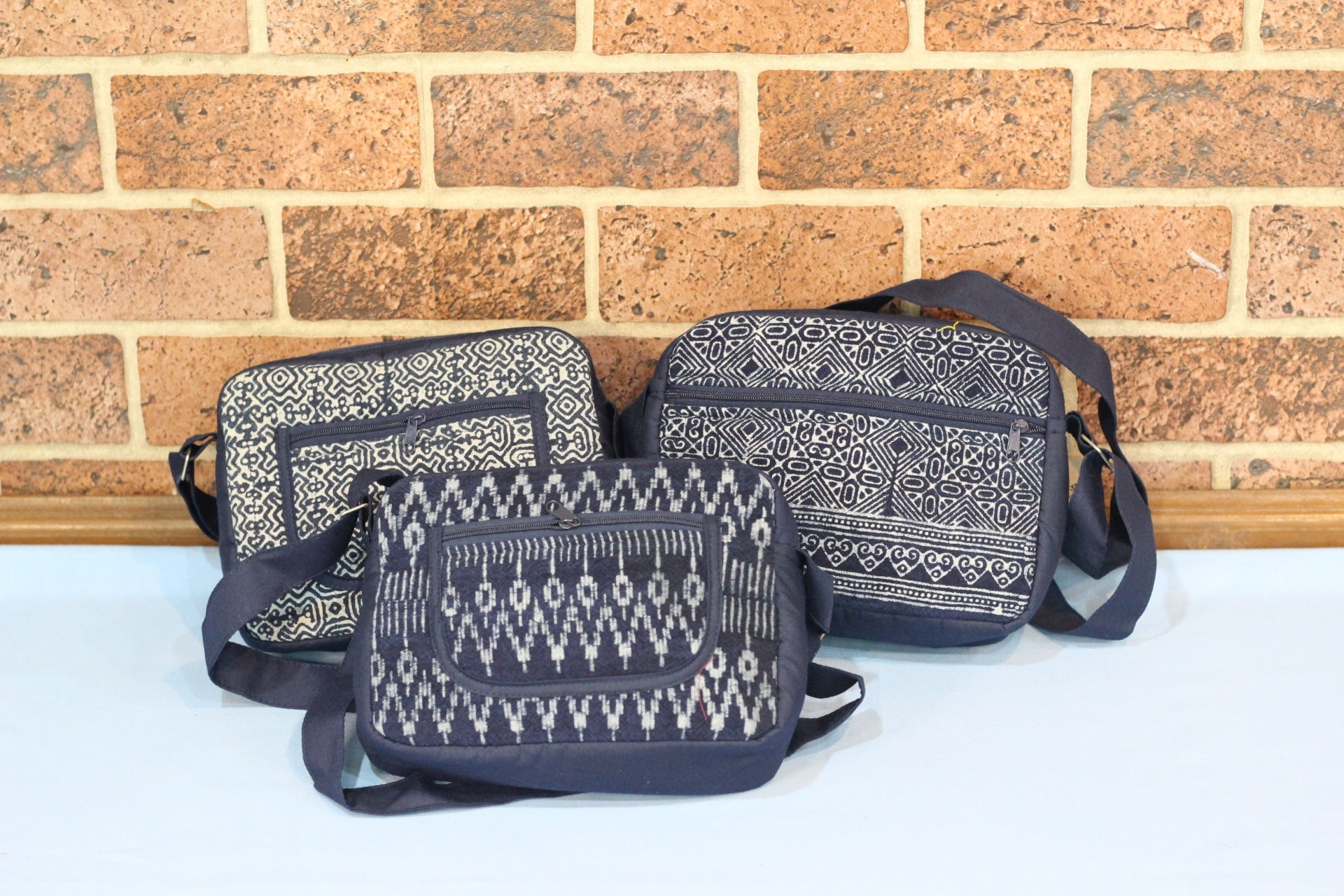 Shoulder bag -blue cotton