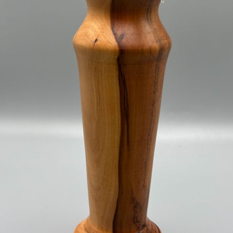 a tall, two toned wooden vase