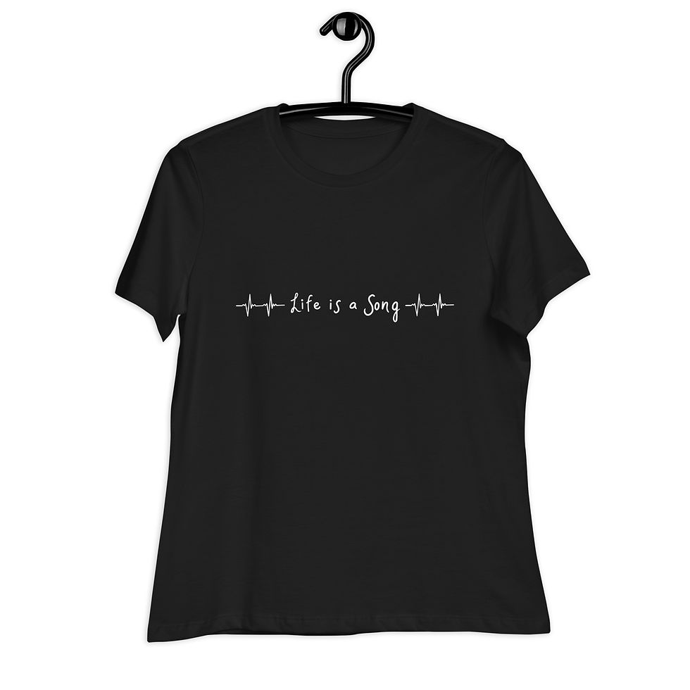 Thumbnail: "Life is a Song" Text Only Women's Relaxed Black T-Shirt