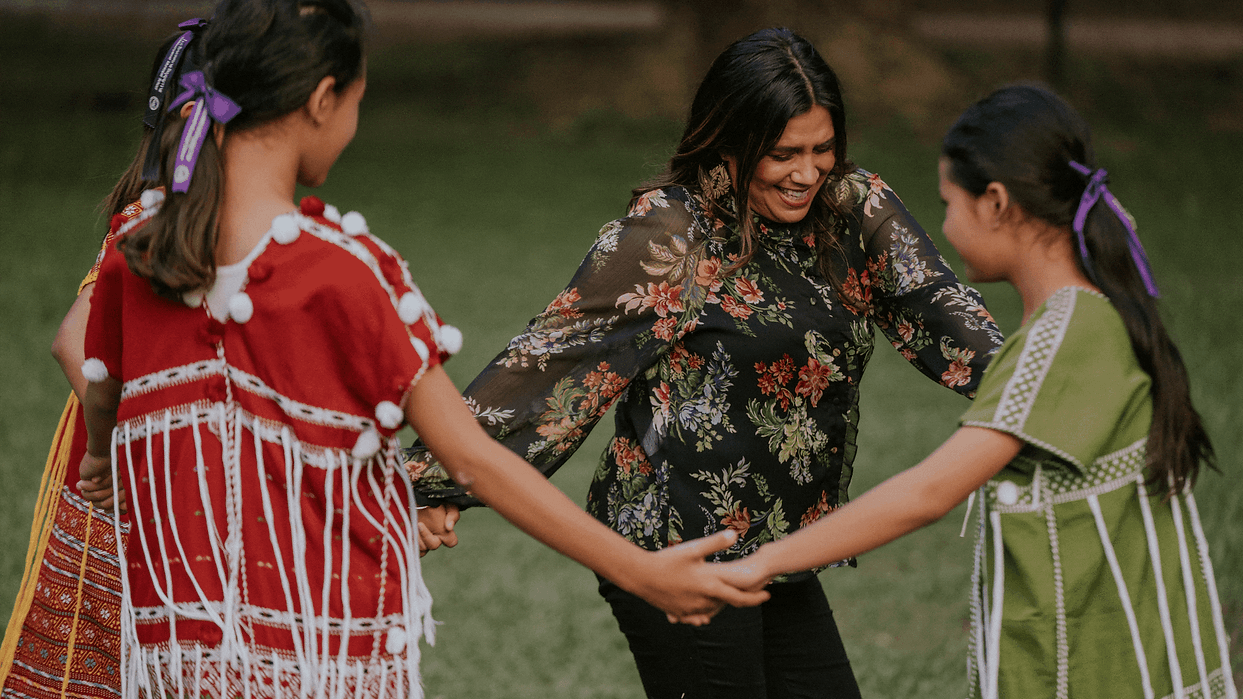 Children playing and spinning