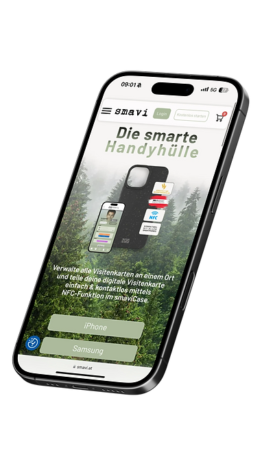 Mobile UX/UI für smavi – Nachhaltiges Design, klare Typo, intuitive Navigation, optimiert für digitale Visitenkarten
