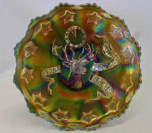 FENTON 1914 Parkersburg Elks, 7" plate, blue