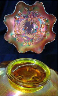 Acorn 7" ruffled bowl - yellow amber
