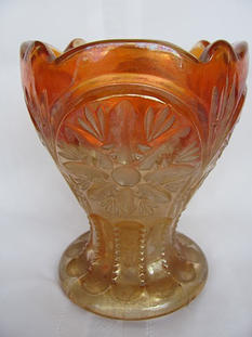 Industria Argentina Star Vase, marigold, Cristalerias Papini