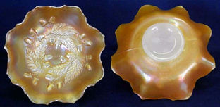 Acorn 7" ruffled bowl - marigold on moonstone
