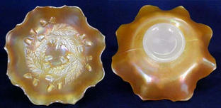 Acorn 7" ruffled bowl - marigold on moonstone