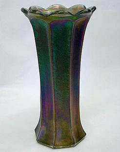 Unusual Wide Panel or Flute 9" vase - smoke